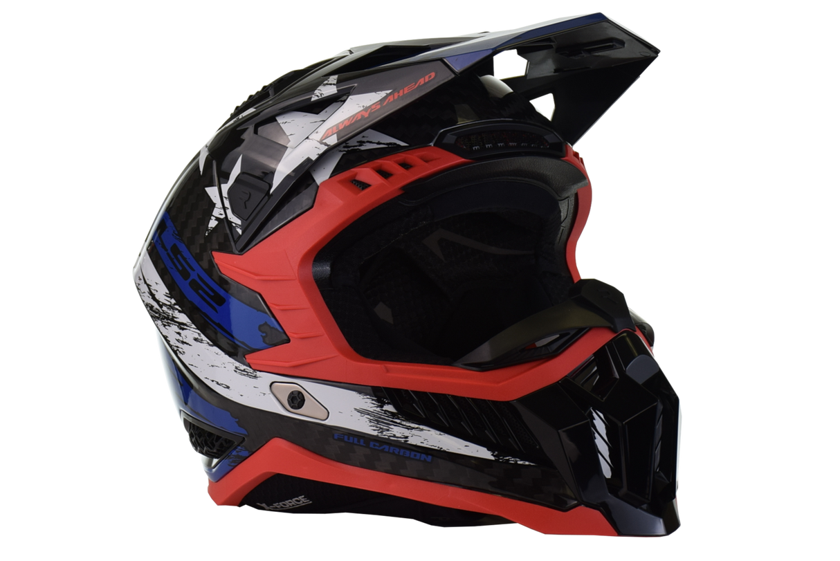 LS2 - X Force Carbon Motocross Helmet - Gloss Red/White/Blue