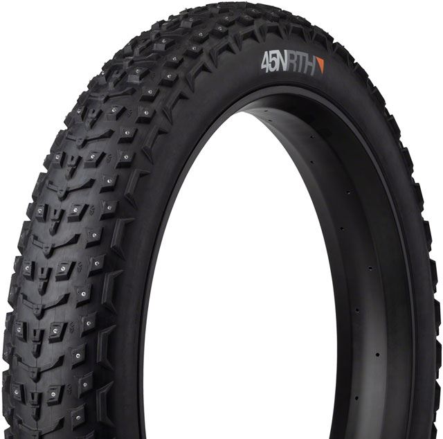 45NRTH Dillinger 5 Studded Fat Bike Tire - 26x4.6 Black | 258 Concave Carbide Aluminum Studs | 120 TPI Tubeless