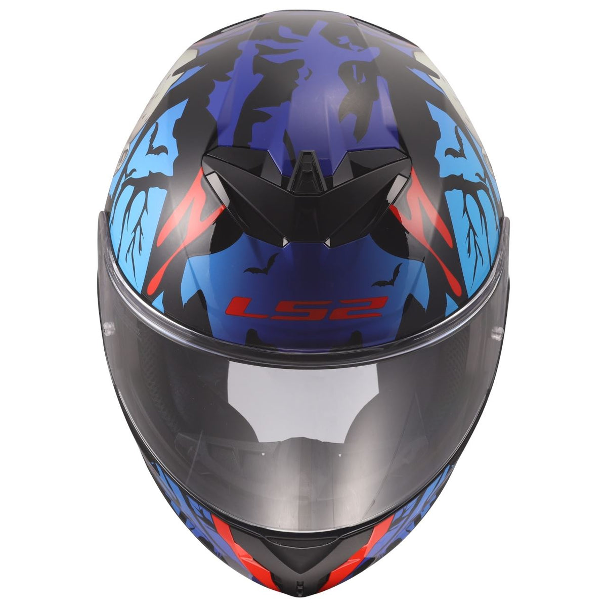 LS2 Rapid III Full Face Street Helmet | Zombie | Gloss Black/Blue/Red | XS–3XL | 820-1151