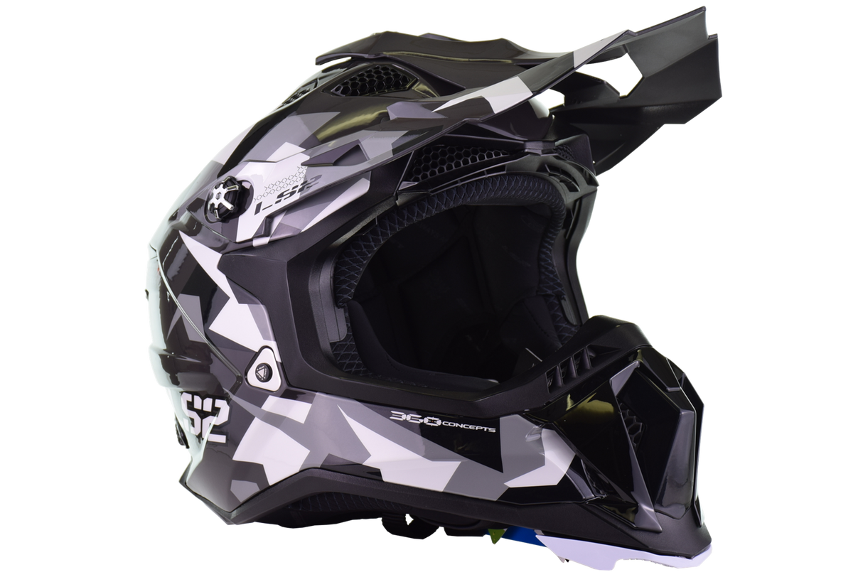 LS2 - Subverter Evo Motocross Helmet - Vector Gloss Black Gray White