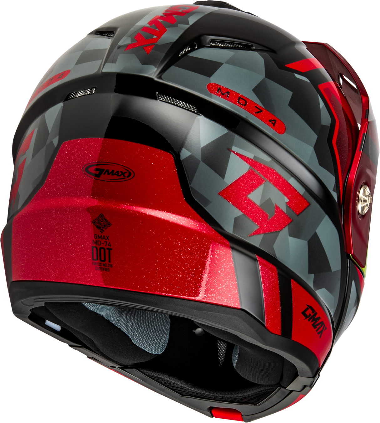 Md 74 Striker Modular Helmet W Red Shield Blk/Gry/Rd Mtlc Lg