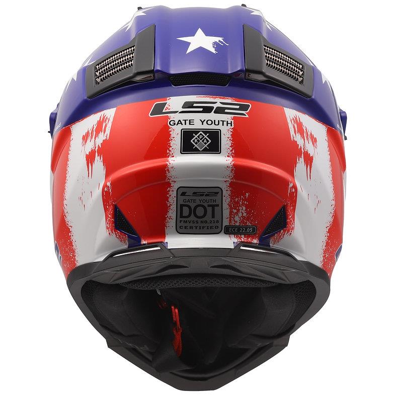 LS2 Gate Youth Battle Scar MX Helmet Gloss Red White Blue