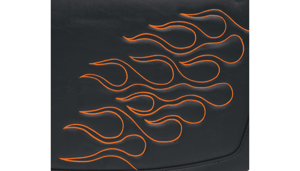 Saddlemen Flame Orange Large Motorcycle Saddlebags | Dual Leather Straps, Lockable Buckles & Removable Yoke