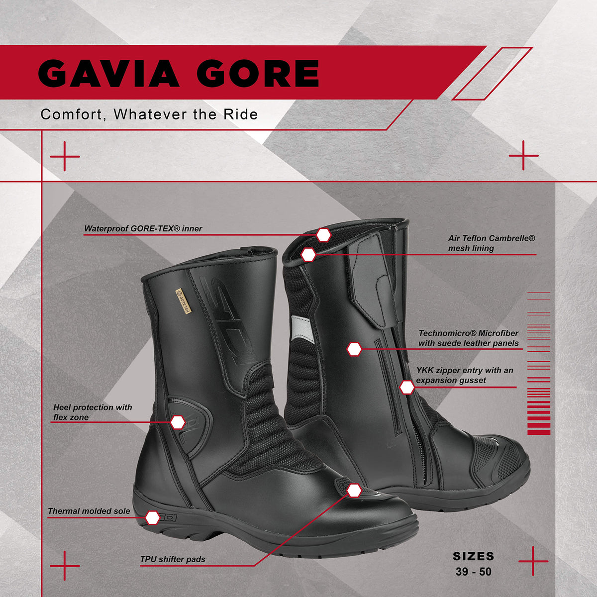 Sidi Gavia Gore Waterproof Touring Boots | Technomicro & Suede, Dual TPU Shifter Pads & YKK Zip