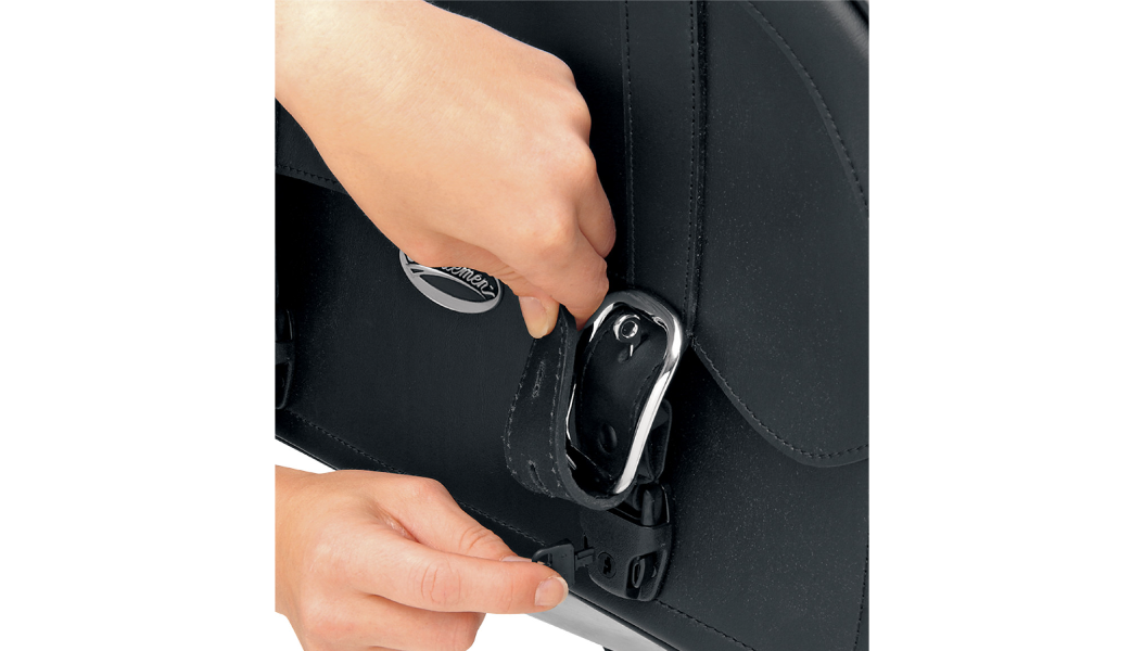 Saddlemen Drifter Slant XJB Motorcycle Saddlebag | Leather Straps & Hidden Quick-Release Buckles