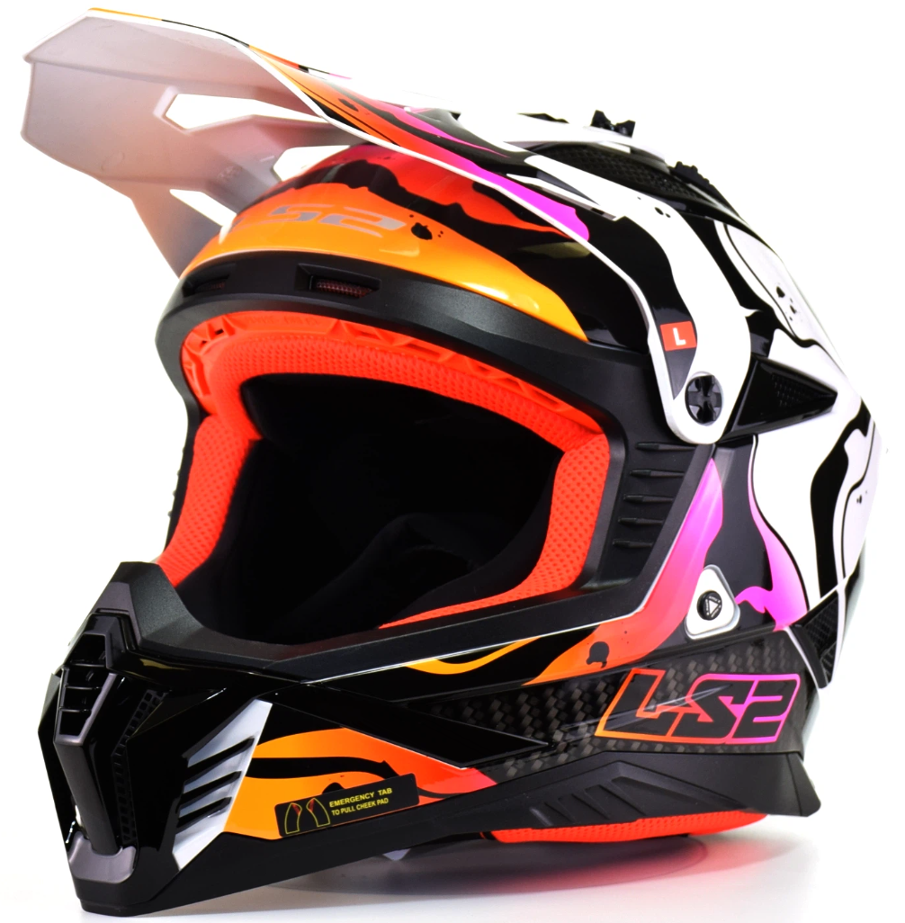 LS2 - Gate II Motocross Helmet - Wash - Gloss White/Orange/Purple