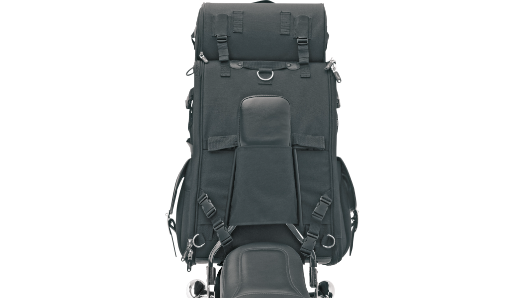 Saddlemen Drifter Motorcycle Sissy Bar Bag | Dual Side Access, Adjustable Shelf & Included Roll Bag