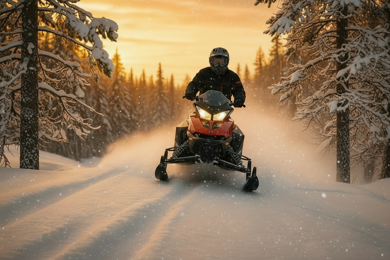 The snowmobile and rider need to be rotated, Currently the rider and machine are pictured as moving right to left in the image.  I want the motion to look as though the rider is going up the hill from the valley, right now it looks like hes crossing the valley.