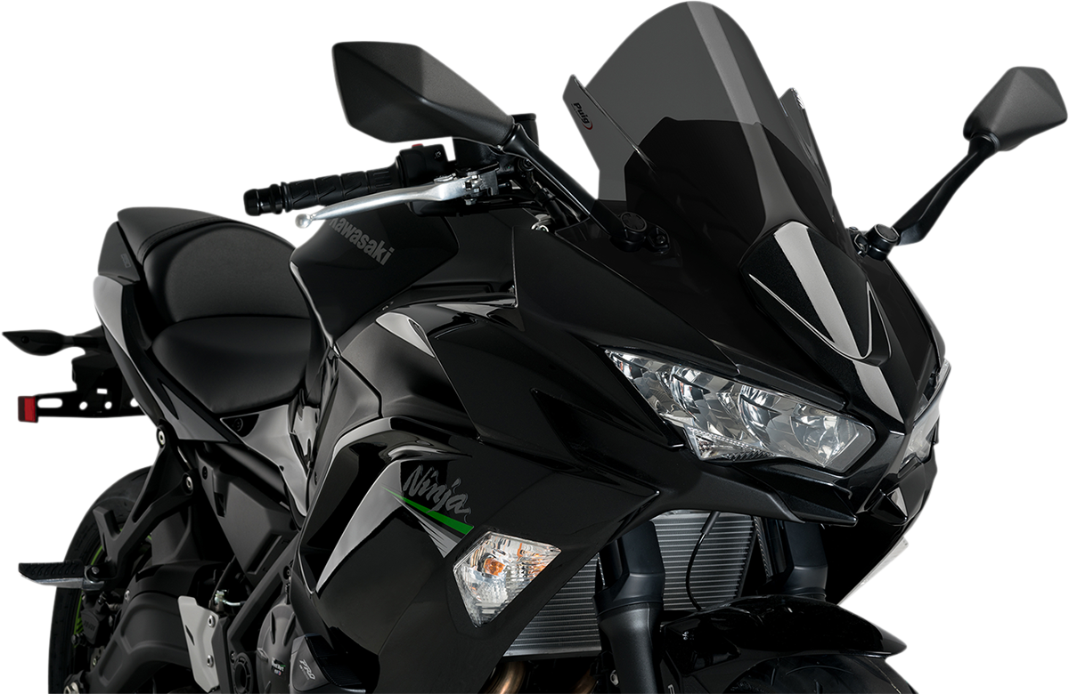 Puig Hi-Tech Parts 3881F Race Windscreen - 19" - Dark Smoke - Kawasaki | Street