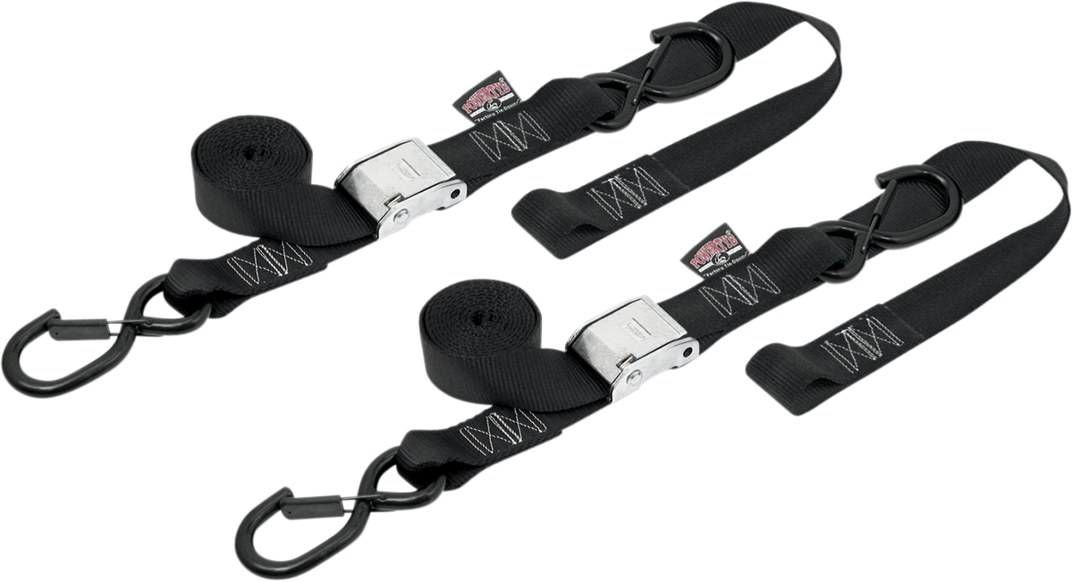 Powertye Mfg. 29622-S Soft-Tye Tie Down Straps - Cam Buckle - Latch Hooks - 1-1/2" x 6-1/2' - Black