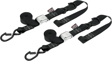 Powertye Mfg. 29622-S Soft-Tye Tie Down Straps - Cam Buckle - Latch Hooks - 1-1/2" x 6-1/2' - Black