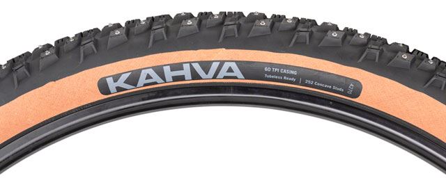45NRTH Kahva Studded Winter Tire - 29x2.25 Tan | 252 Concave Carbide Studs | 60 TPI Tubeless