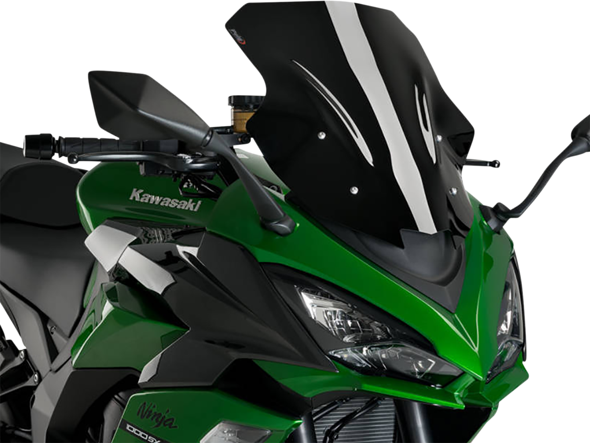 Puig Hi-Tech Parts 20471N Race Windscreen - 18-7/8" - Black - Kawasaki | Street