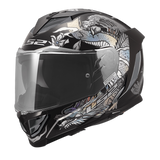 LS2 Assault III Warrior Krome Silver Black Motorcycle Helmet