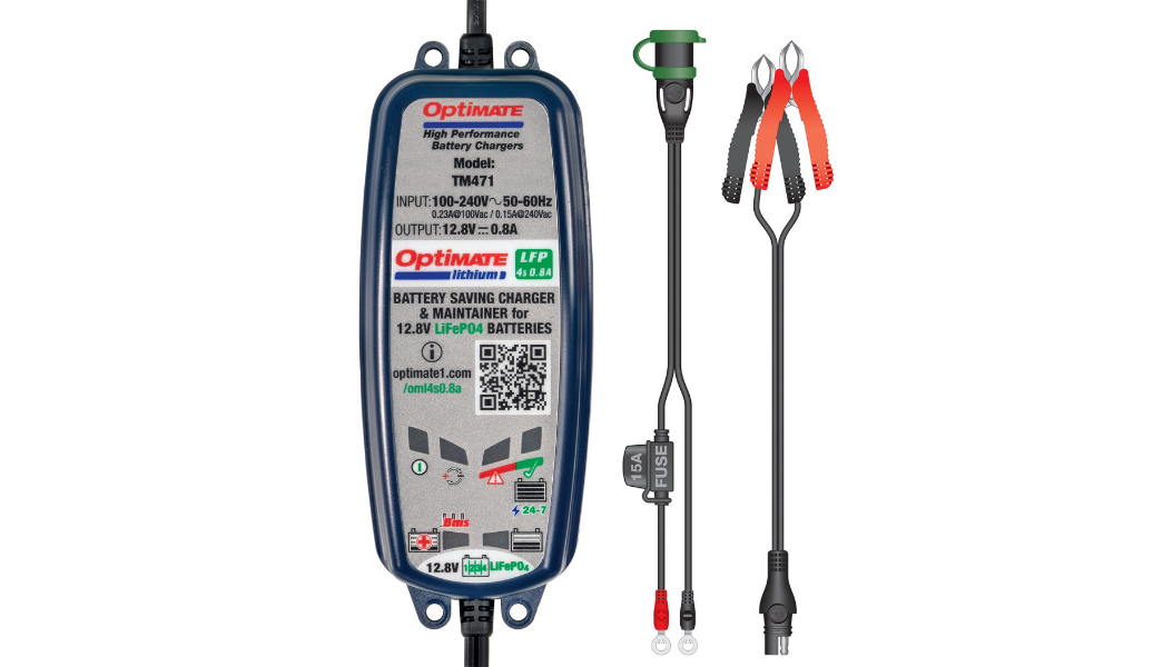 Tecmate OptiMate Lithium 0.8A Battery Charger & Maintainer | LiFePO4 Cell Balancing | SAE Alligator Eyelet | ATV UTV Street Snow Watercraft
