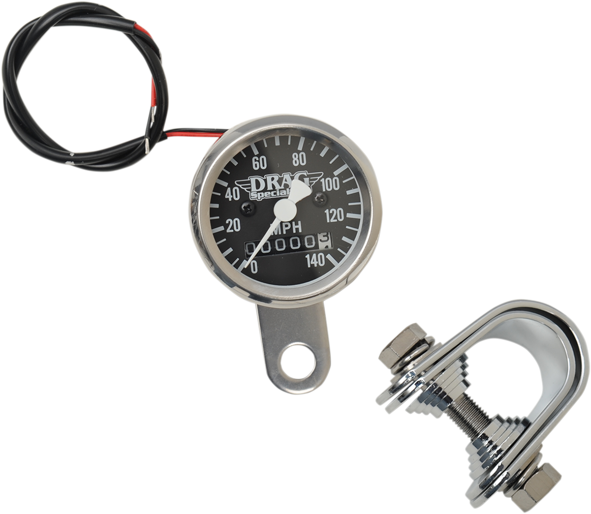 DRAG SPECIALTIES Mini Speedometer - Black - 2240:60 Ratio - 1-7/8" 21-6960DS-BX15A - Cycle City Outdoors