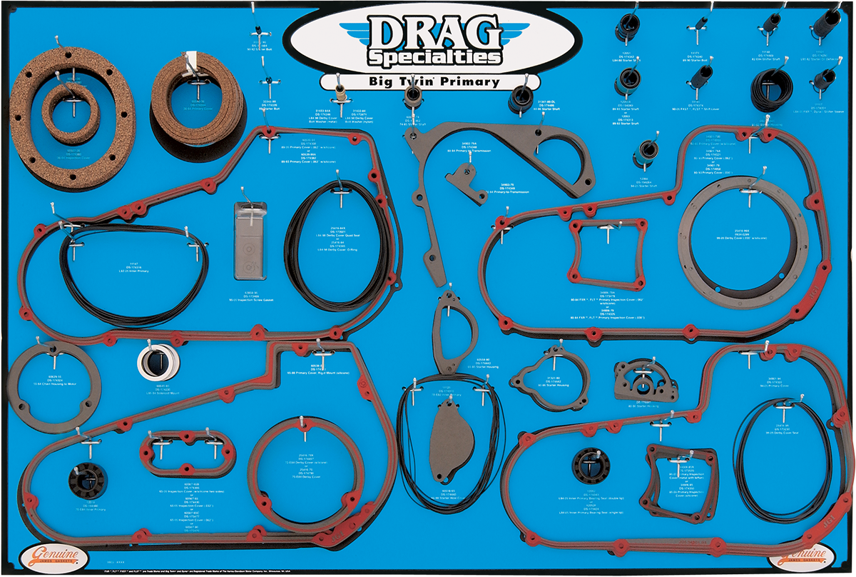 DRAG SPECIALTIES Gasket, Seal, and O-ring Display - '99-'06 Twin-Cam 5-Speed Primaries 9903-0101 - Cycle City Outdoors