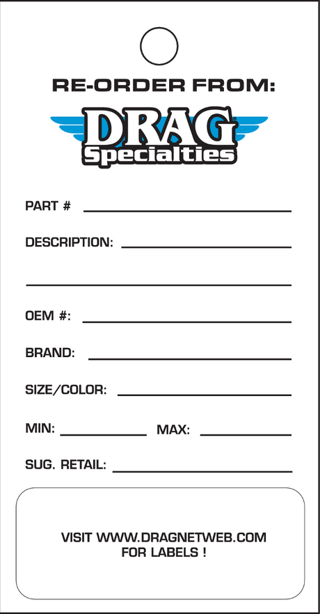 DRAG SPECIALTIES Inventory Re-Order Tags 9904-0425 - Cycle City Outdoors