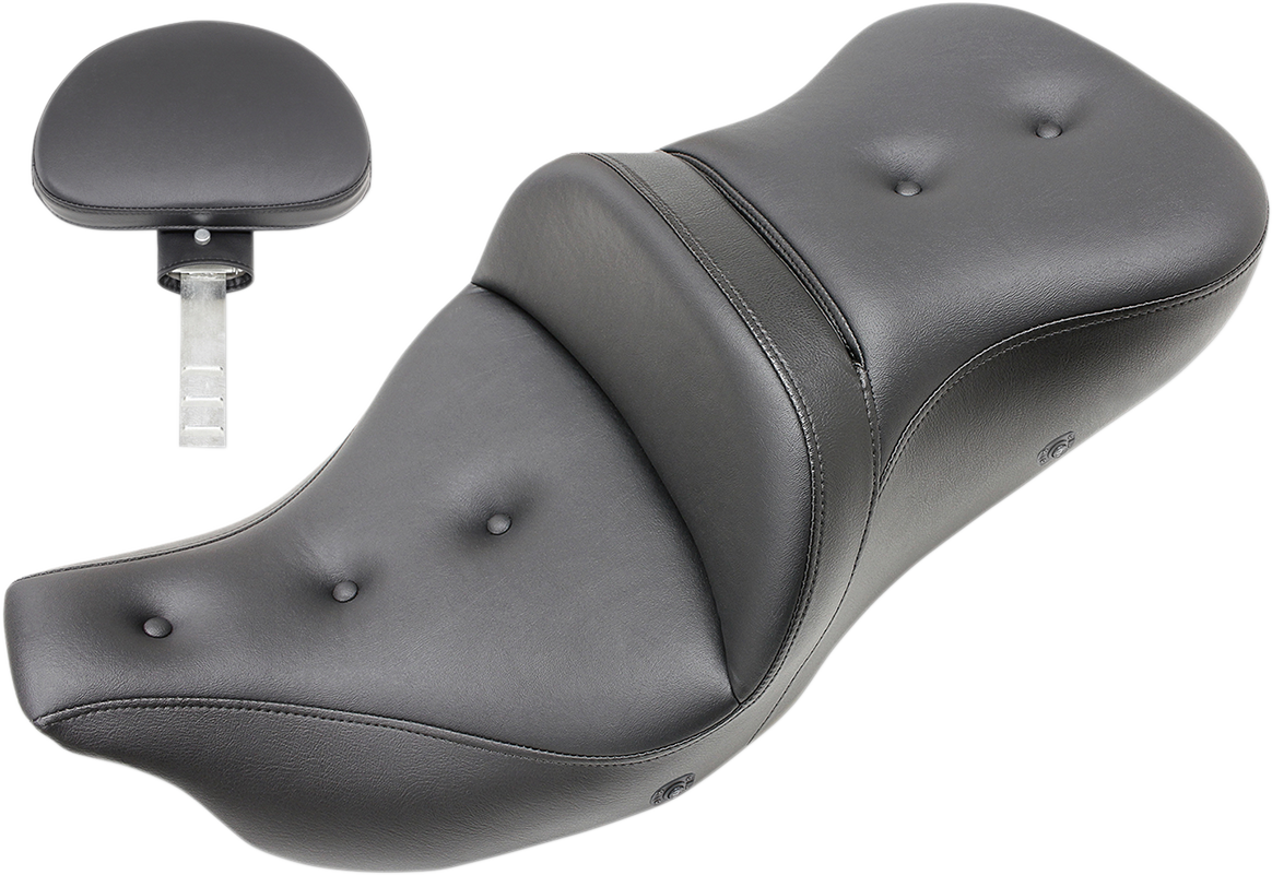 SADDLEMEN Roadsofa* Heated Pillow Top Seat with Backrest - Black - 808-07B-181TBRH for '09-'23 FLHTCUTG