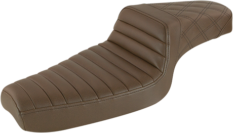 SADDLEMEN Step-Up Seat - Front Tuck-n-Roll/Rear Lattice Stitch - Brown 879-03-176BR