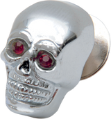 DRAG SPECIALTIES Skull with Red Eyes - Small - Chrome 74401R - Cycle City Outdoors