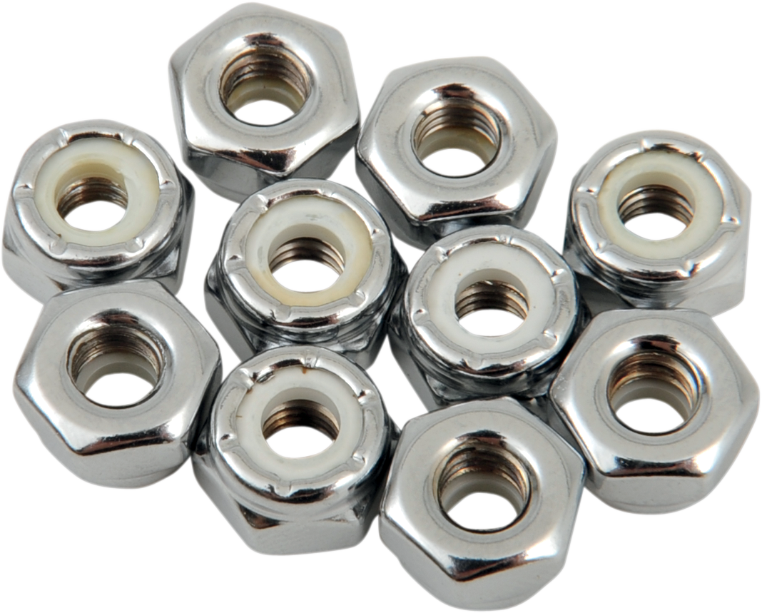 DRAG SPECIALTIES Nuts - Nylon - Chrome - 10-32 MPB272 - Cycle City Outdoors
