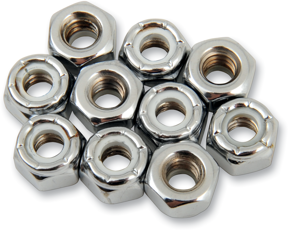 DRAG SPECIALTIES Nuts - Nylon - Chrome - 1/4"-20 MPB273 - Cycle City Outdoors