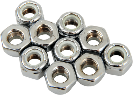 DRAG SPECIALTIES Nuts - Nylon - Chrome - 1/4"-28 MPB274 - Cycle City Outdoors