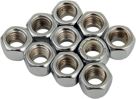 DRAG SPECIALTIES Nuts - Nylon - Chrome - 3/8"-16 MPB277 - Cycle City Outdoors