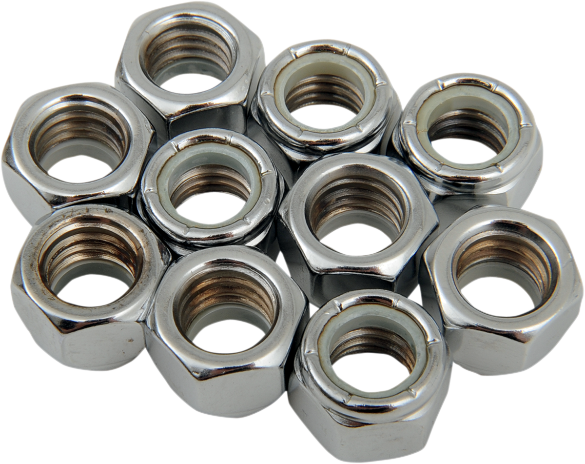 DRAG SPECIALTIES Nuts - Nylon - Chrome - 7/16"-14 MPB279 - Cycle City Outdoors