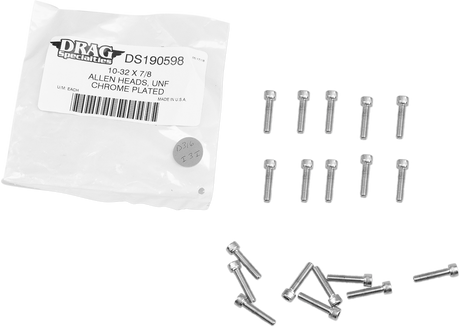 DRAG SPECIALTIES Bolts - Socket-Head - Replacement - Knurled/Fine Thread - #10-32 x 7/8" - 10 Pack MPB203 - Cycle City Outdoors