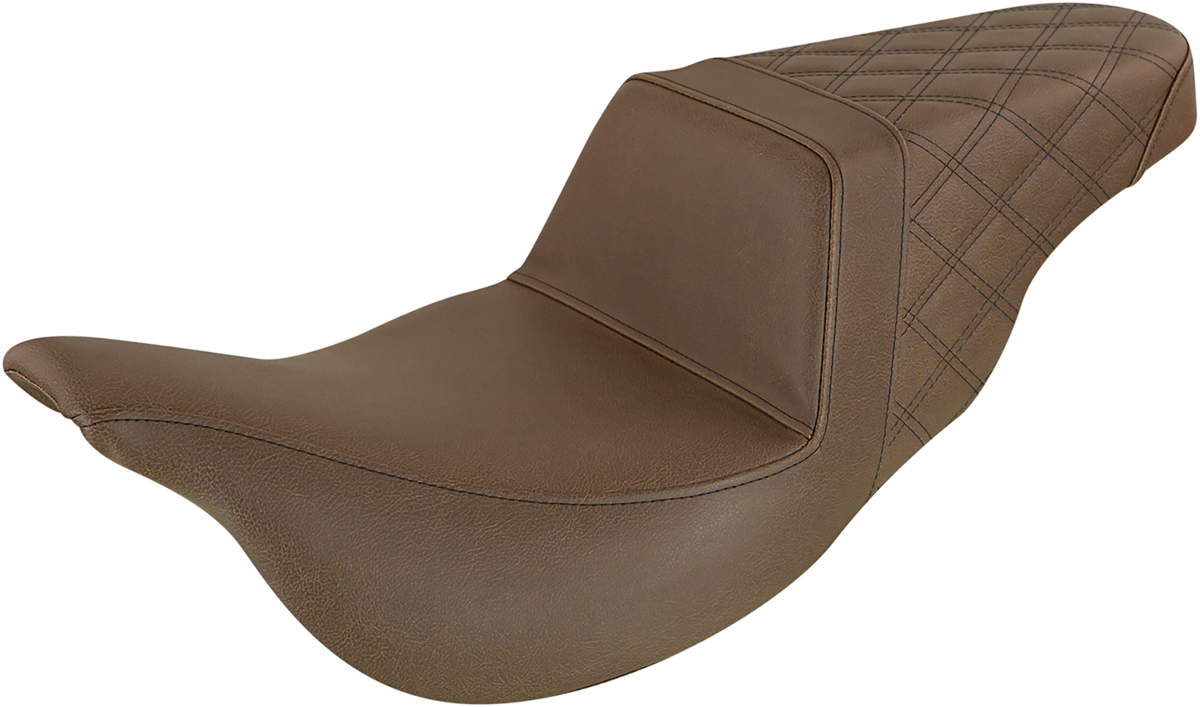 SADDLEMEN Step-Up Seat - Extended Reach - Rear Lattice Stitch - Brown - 808-07B-173BREX