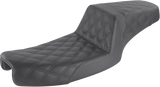 SADDLEMEN Step-Up Seat - Full Lattice Stitch - Black - Dyna 891-04-175