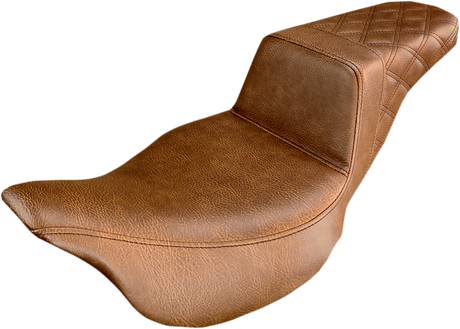 SADDLEMEN Step-Up Seat - Rear Lattice Stitch - Brown - FL '08-'24 808-07B-173BR