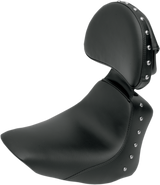 SADDLEMEN Heels Down Solo Seat - With Backrest - Studded - Black - FLSTC 806-15-0031