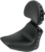 SADDLEMEN Heels Down Solo Seat - With Backrest - Studded - Black - FLSTC 806-15-0031