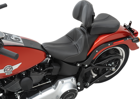 SADDLEMEN Dominator Solo Seat - w/o Backrest - Black w/ Gray Stitching - FL/FX '06-'17 806-12-0042