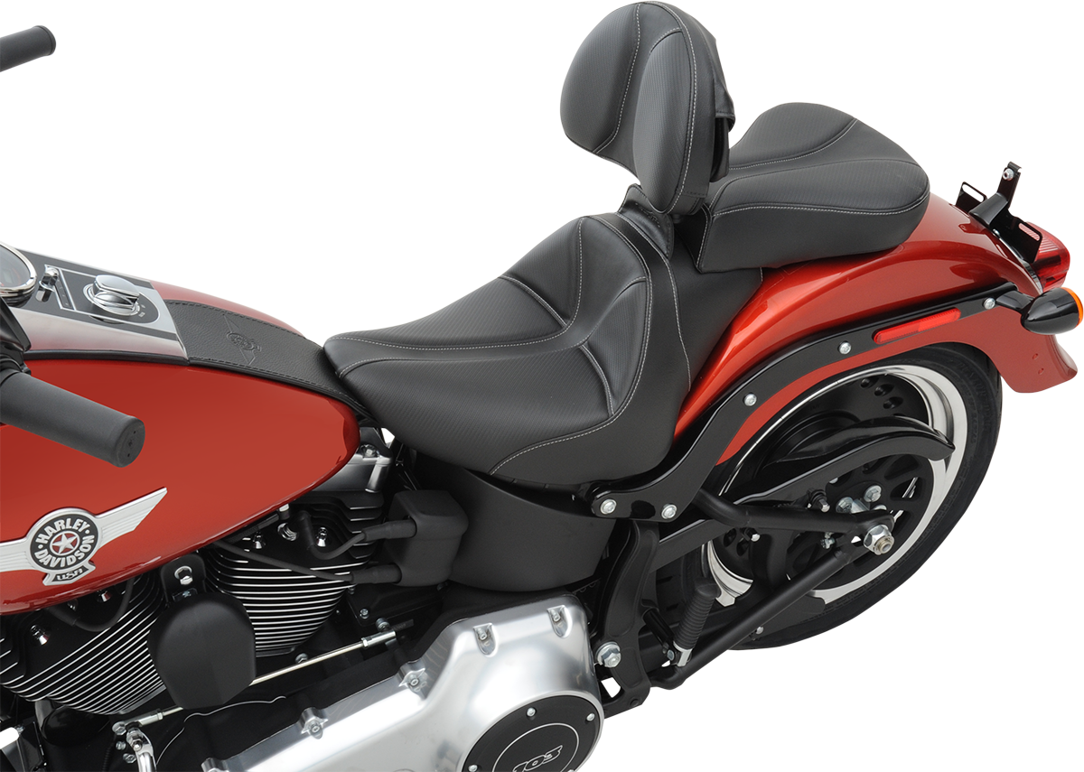SADDLEMEN Dominator Pillion Pad - Standard Reach - Black w/ Gray Stitching - FL/FX '06-'17 806-12-0162