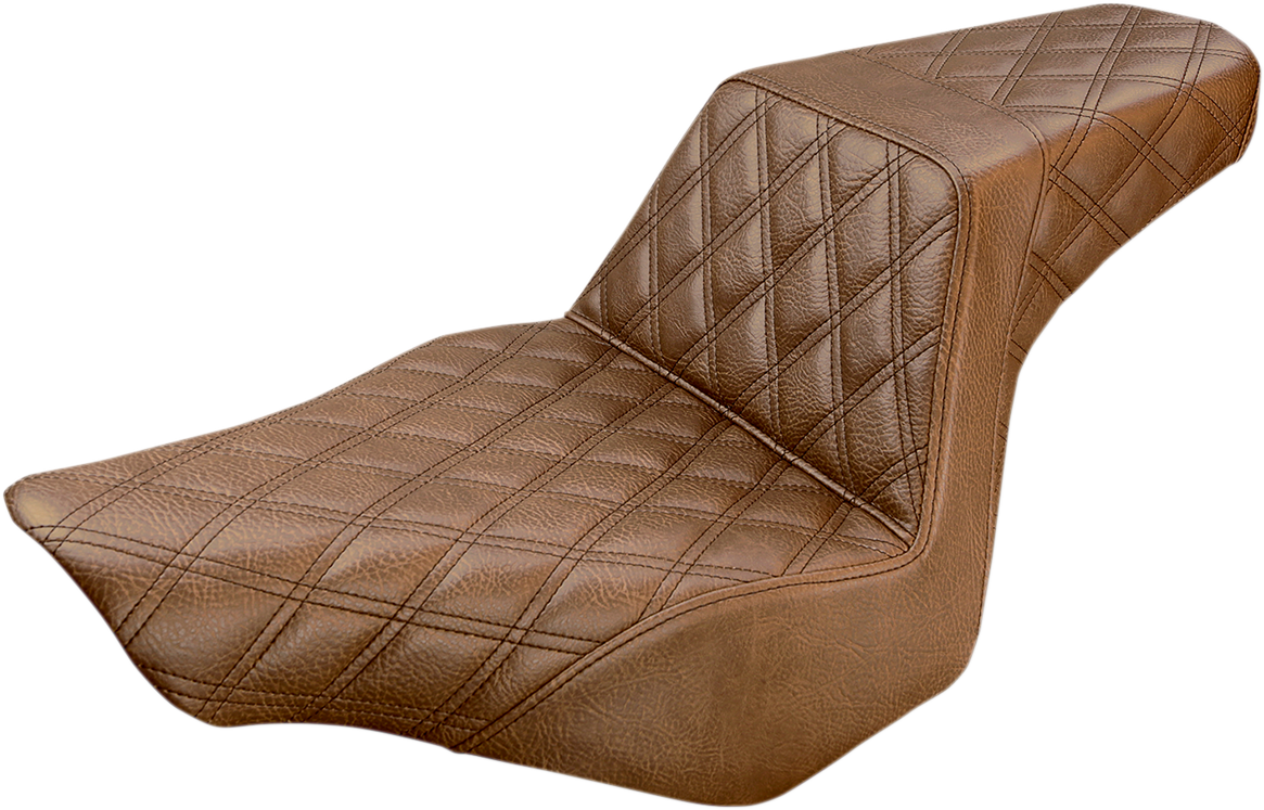 SADDLEMEN Step-Up Seat - Full Lattice Stitch - Brown - FXSB 813-27-175BR