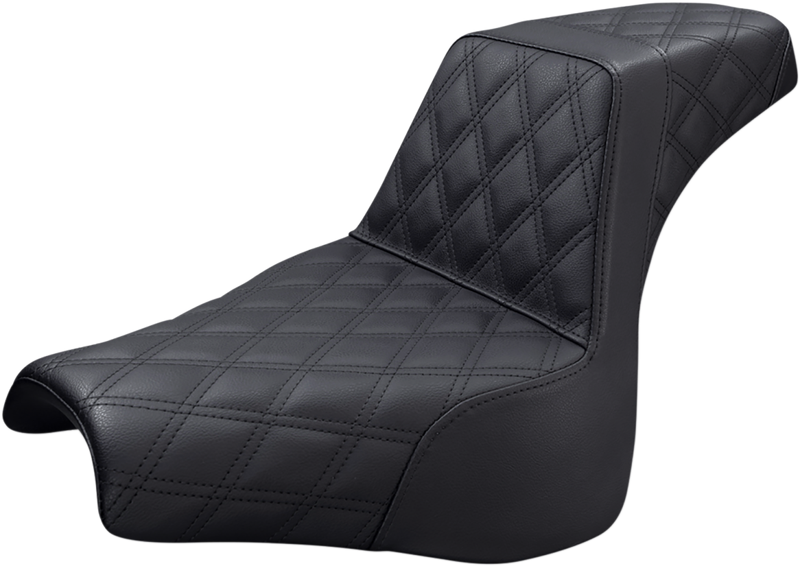 SADDLEMEN Step-Up Seat - Full Lattice Stitch - Black - Part Number 818-28-175