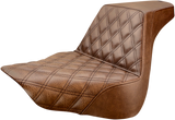 SADDLEMEN Step-Up Seat - Front Lattice Stitch - Brown - FL/FX '18-'23 - Part 818-27-172BR