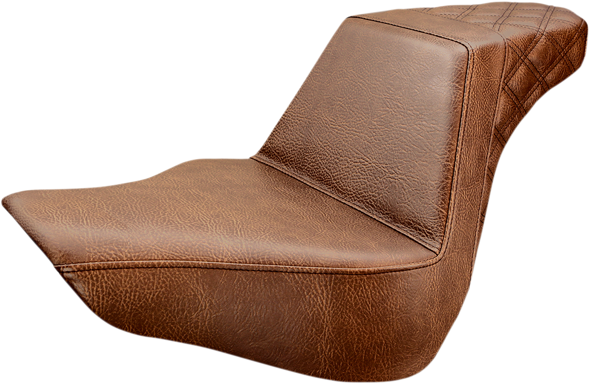 SADDLEMEN Step-Up Seat - Rear Lattice Stitch - Brown - FL/FX '18-'23 818-27-173BR