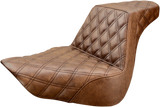 SADDLEMEN Step-Up Seat - Full Lattice Stitch - Brown - FL/FX '18-'23 - Part 818-27-175BR