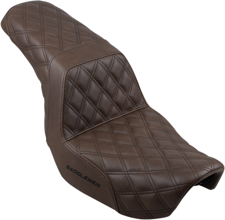 SADDLEMEN Step-Up Seat - Full Lattice Stitch - Brown - Dyna 806-04-175BR