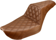 SADDLEMEN Step-Up Seat - Full Lattice Stitch - Brown - Dyna 896-04-175BR