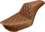 SADDLEMEN Step-Up Seat - Full Lattice Stitch - Brown - Dyna 896-04-175BR