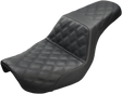 SADDLEMEN Step-Up Seat - Full Lattice Stitch - Black - Dyna 804-04-175