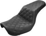 SADDLEMEN Step-Up Seat - Full Lattice Stitch - Black - Dyna 804-04-175