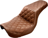 SADDLEMEN Step-Up Seat - Full Lattice Stitch - Brown - Dyna 804-04-175BR