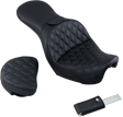 SADDLEMEN Explorer Seat - With Backrest - Lattice Stitched - Black - FXD 806-04-030LS